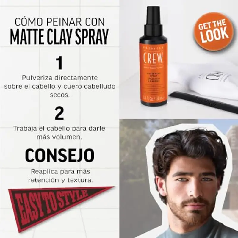 American Crew Matte Clay Spray Modellante Capelli, con Argilla, Finitura Opaca, Tenuta Media, 150ml miniatura 3