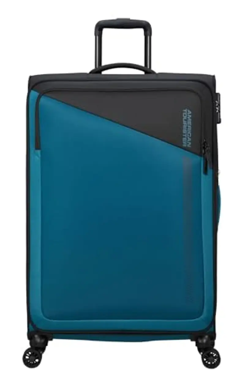 American Tourister DASH AMERICANO TORISTER DAMING - Spinner M, Suitcase espandibile, 66,5 cm, 67/75 L, nero/blu