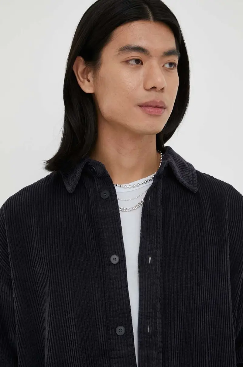 camicia in cotone uomo Blu navy miniatura 4