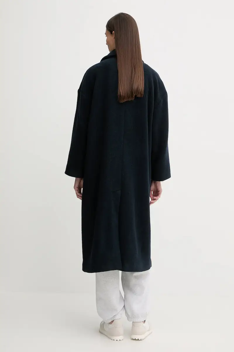 cappotto con lana Blu navy miniatura 3