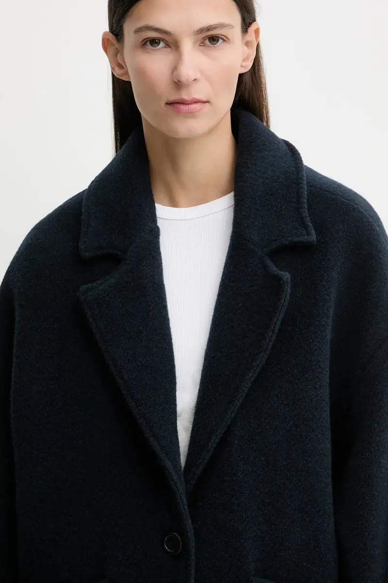 cappotto con lana Blu navy miniatura 4