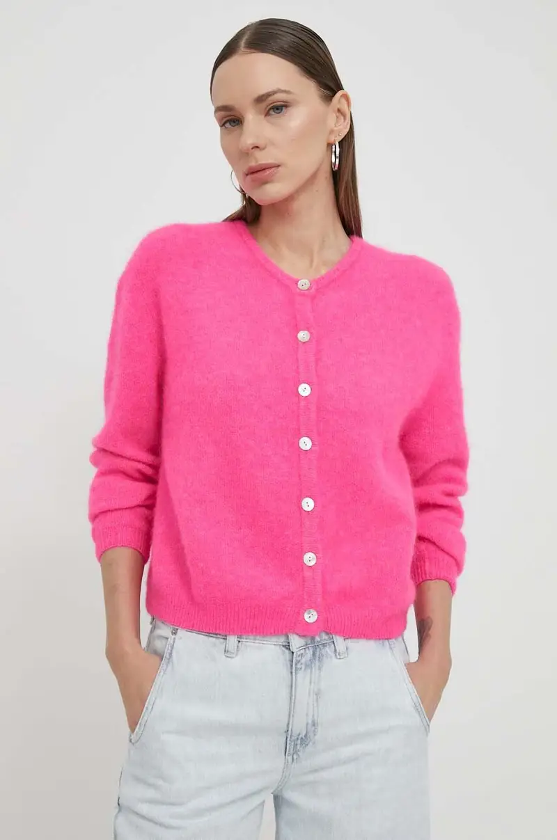 cardigan in lana colore rosa