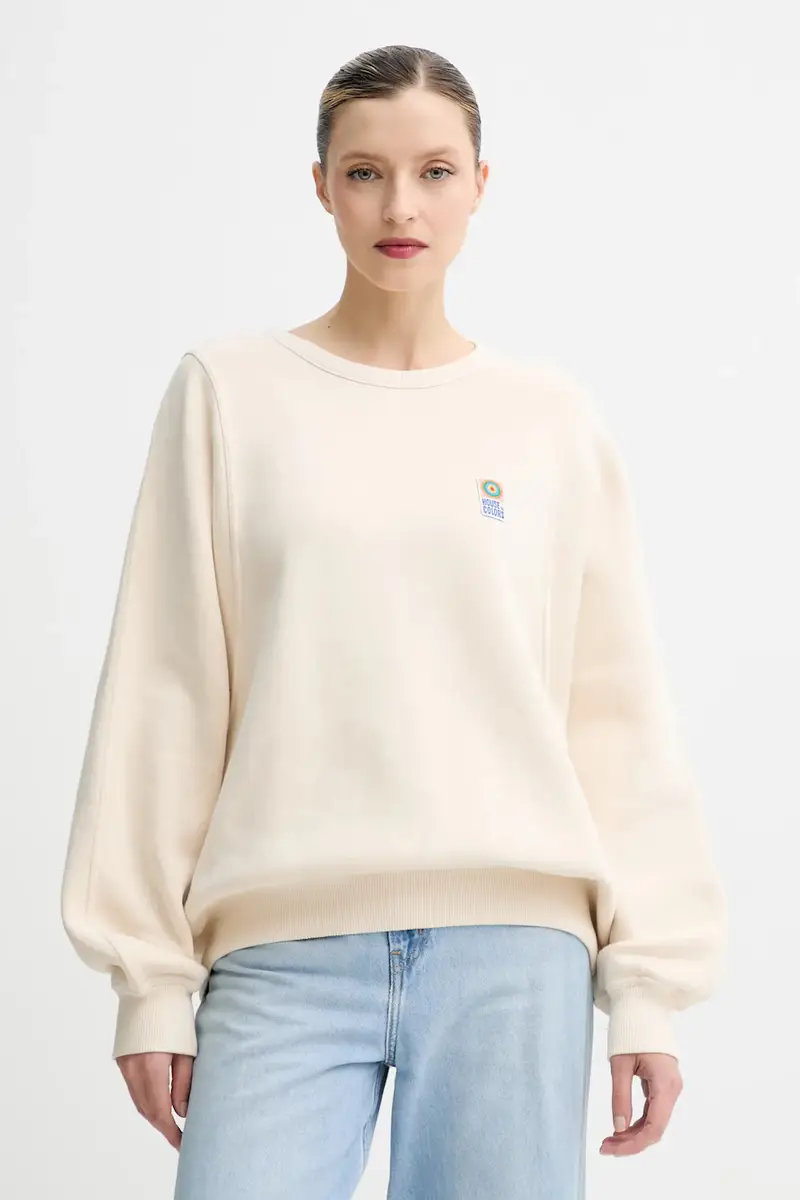 felpa donna colore beige con applicazione FIK03A