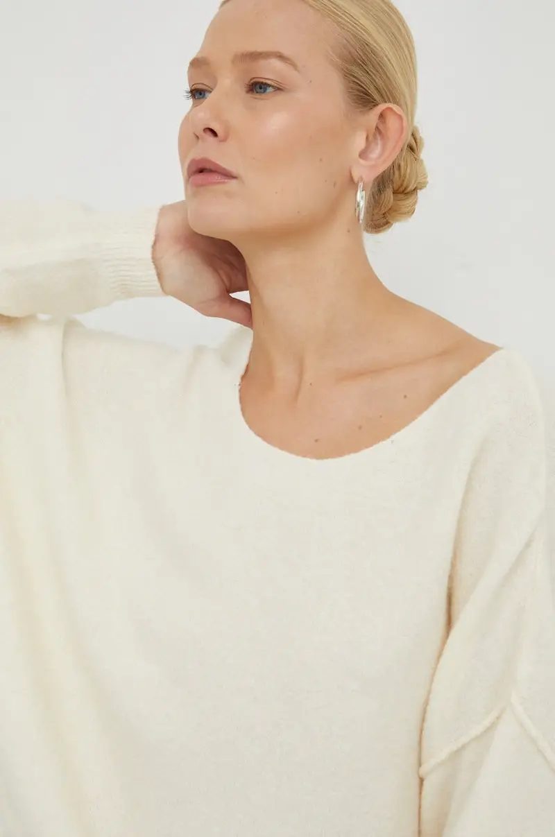maglione in misto lana donna Beige miniatura 5