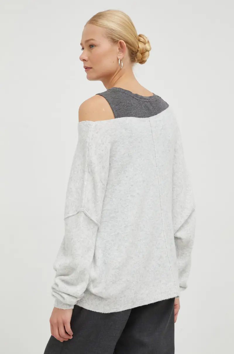 maglione in misto lana Grigio miniatura 3