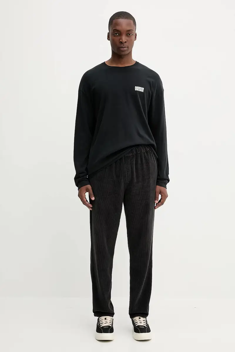 pantaloni in velluto a coste Nero miniatura 2