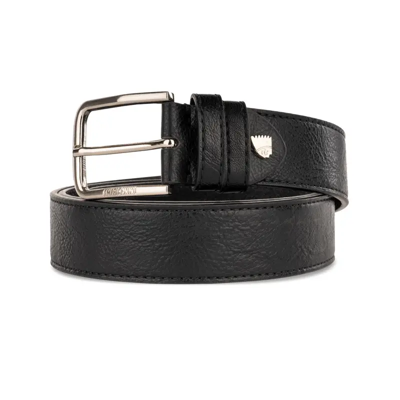 Cintura nera da uomo con stemma