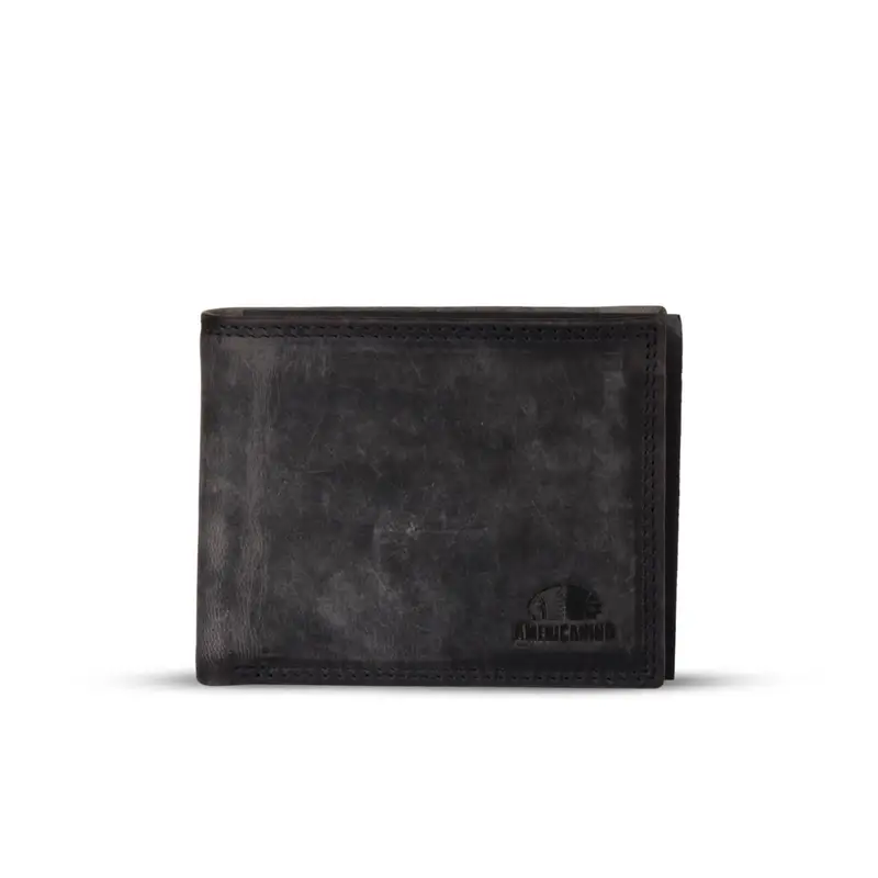 Portafoglio nero da uomo in pelle
