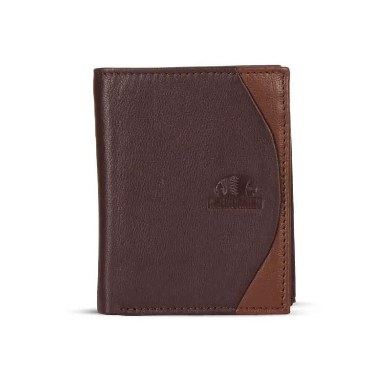 Portafoglio verticale marrone da uomo in pelle