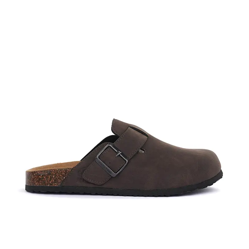 Sandali chiusi marroni con fondo effetto sughero