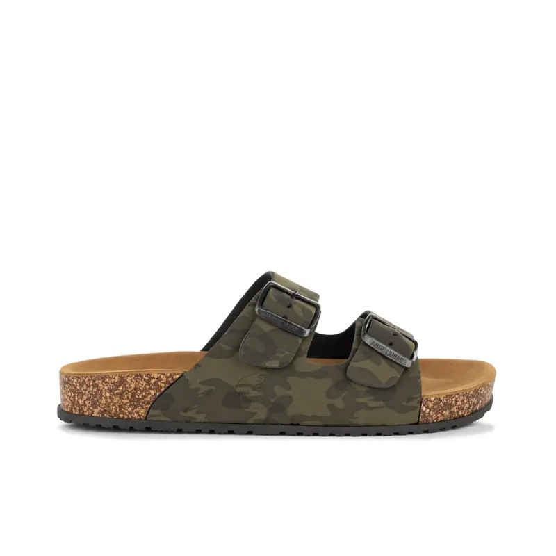 Sandali verdi camouflage da uomo con fondo effetto sughero