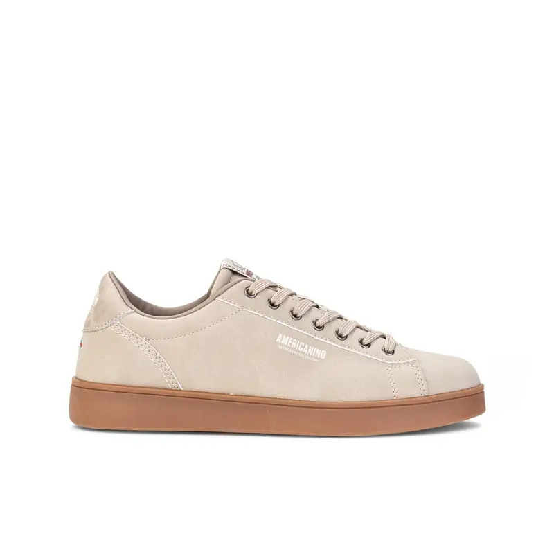 Sneakers beige con lacci e stampa logo