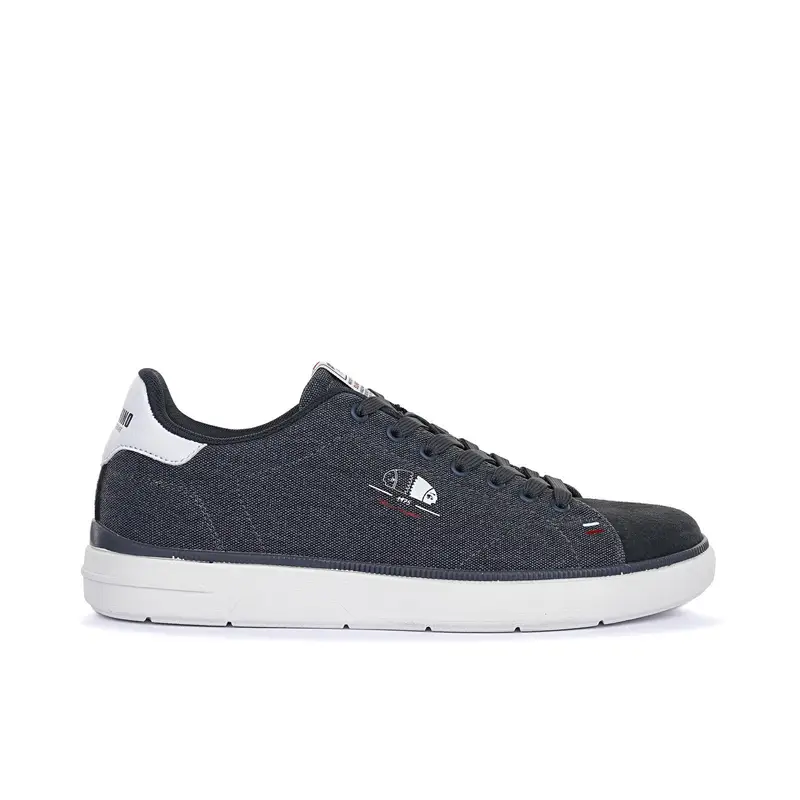 Sneakers blu in tessuto effetto denim con logo laterale