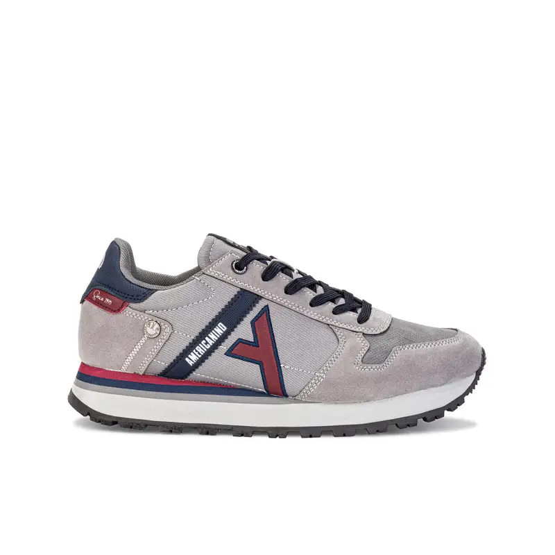 Sneakers grigie con logo laterale