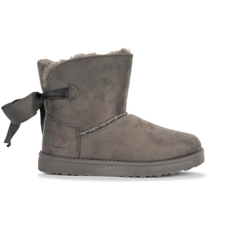 Stivaletti grigi bassi Americanino da donna con interno in ecopelo e fiocco