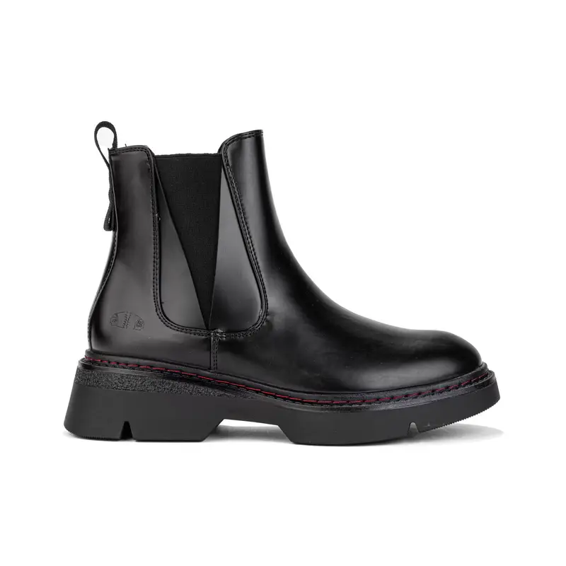 Stivaletti neri bassi modello chelsea con cuciture colorate