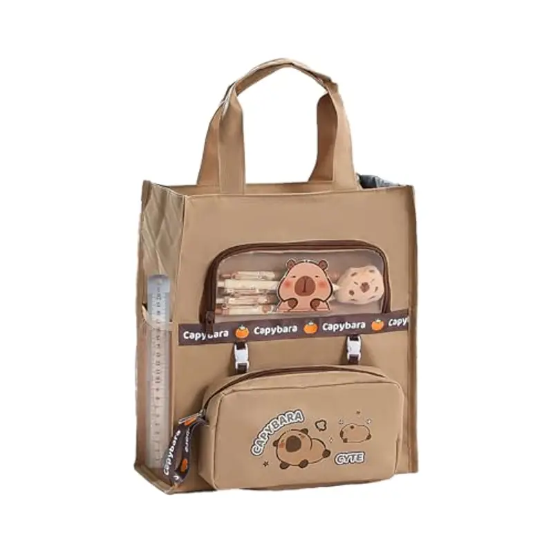 Amesor Borsa Tote Animale Capibara - Borsa Riutilizzabile con Scomparti per Amanti Degli Animali - Portatile Viaggio Grande Capacità per Scuola Articoli Cancelleria