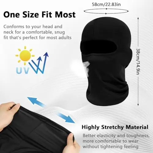 AMFUN 2 Pezzi Passamontagna Balaclava, Traspirante Maschera Antivento, Protettore UV, per Il Collo per Uomini Donne per miniatura 3