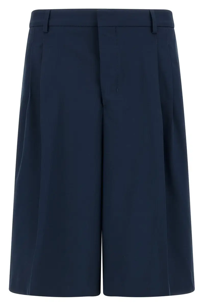 Bermuda Fresco Di Lana Blu