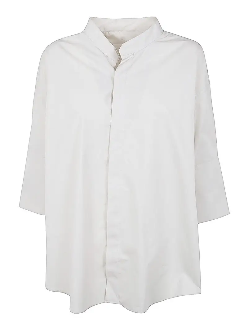 Camicia con colletto alla coreana Bianco