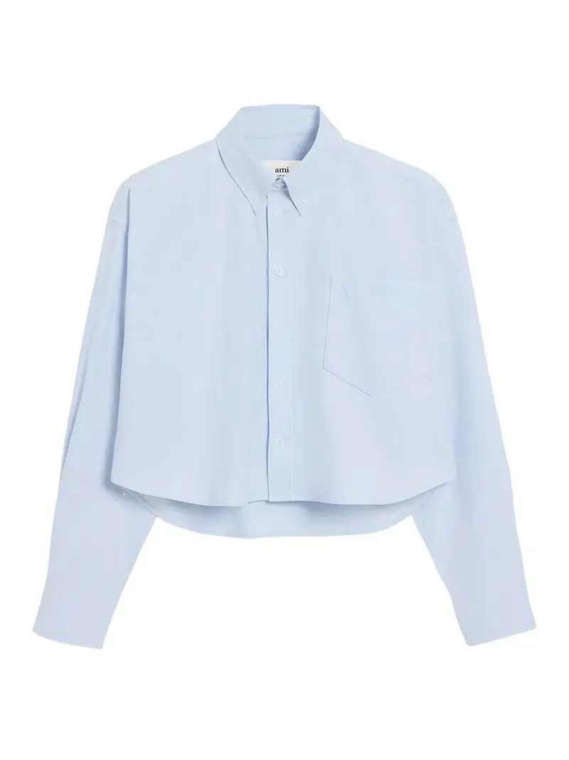 Camicia corta in cotone Blu