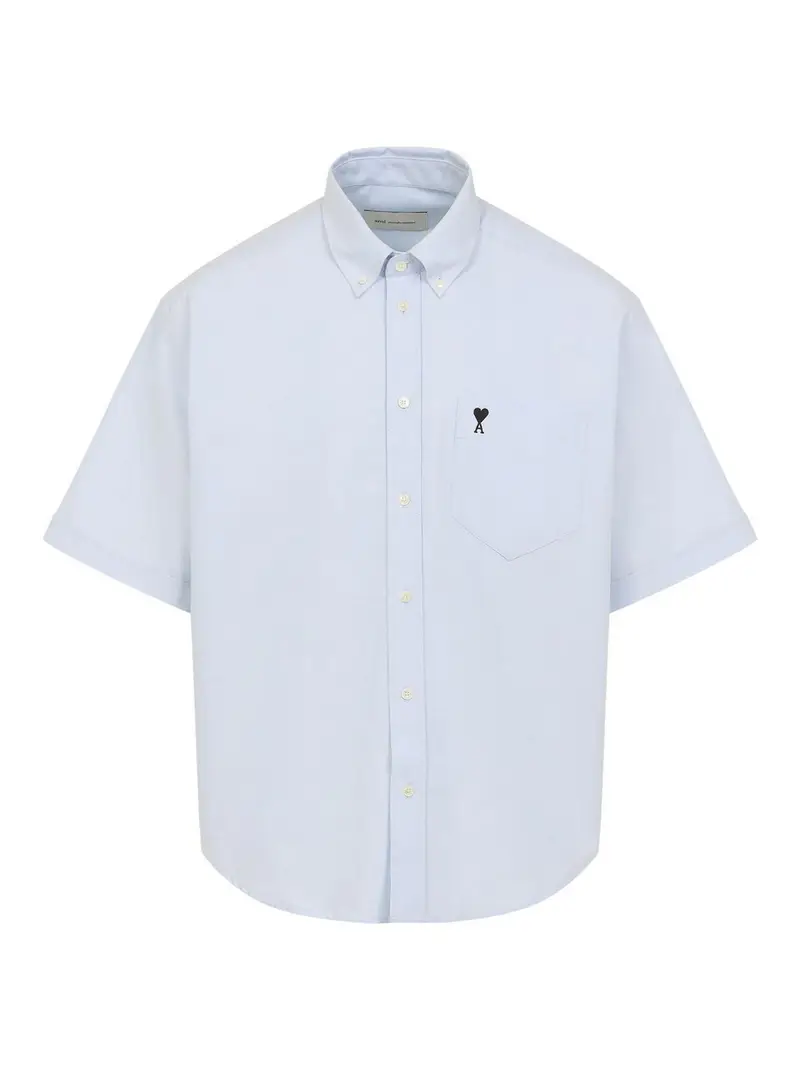 Camicia squadrata a maniche corte Beige Chiaro