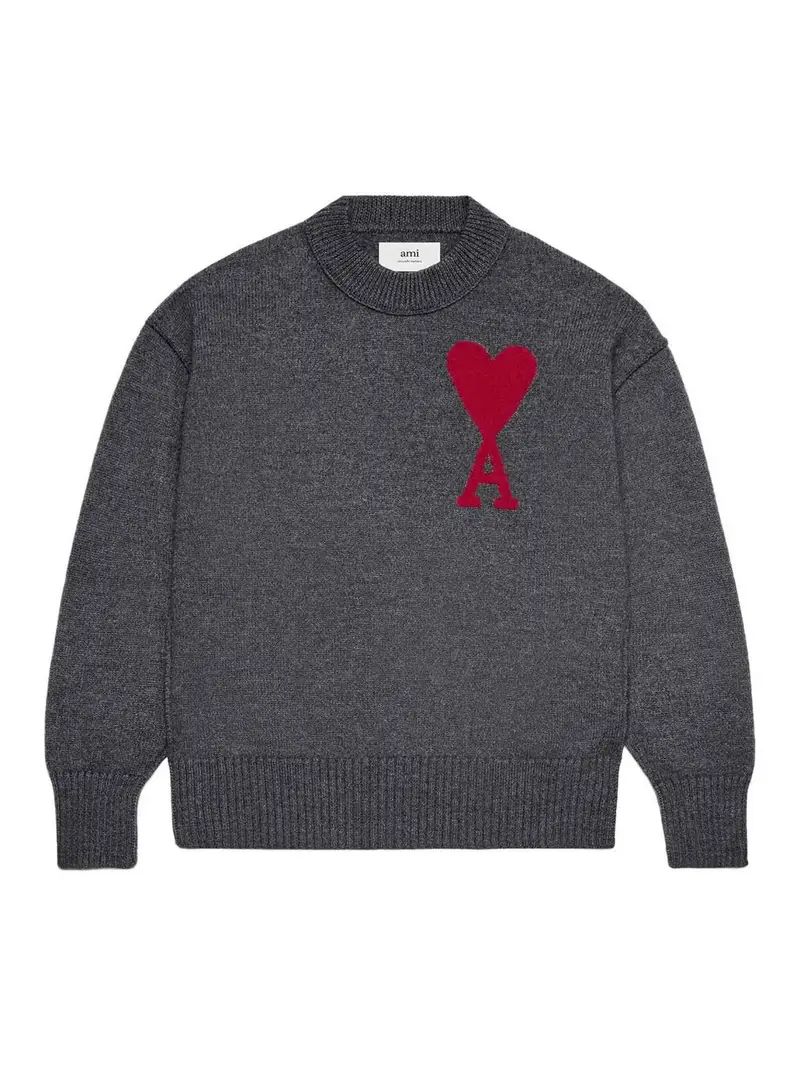 De Coeur Intarsia-logo lana jumper Grigio Chiaro