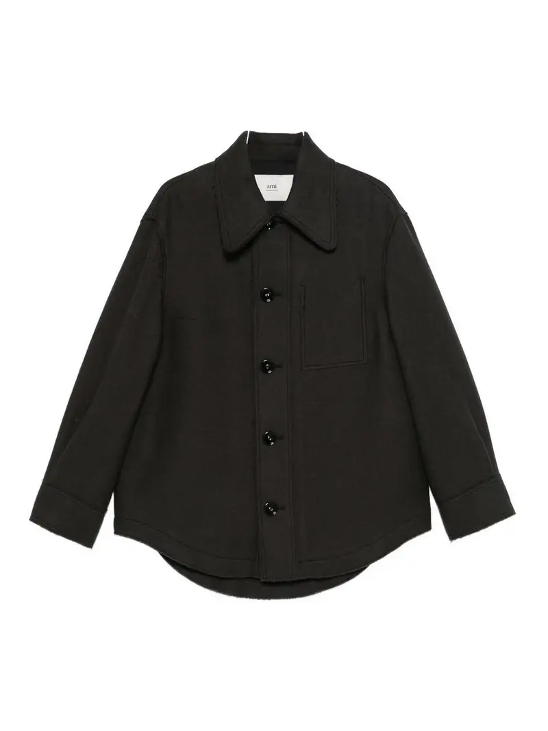 Giacca-camicia in lana Grigio