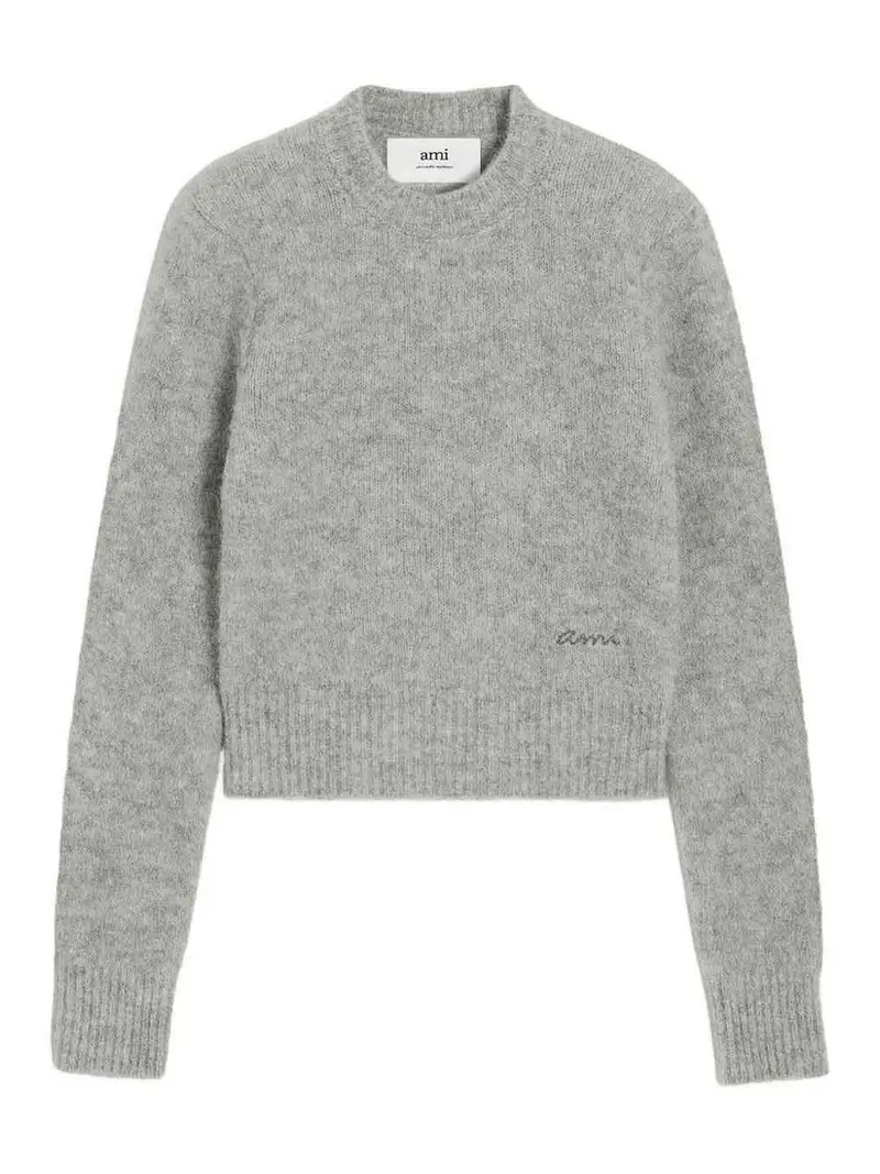 Maglione Con Ricamo Grigio