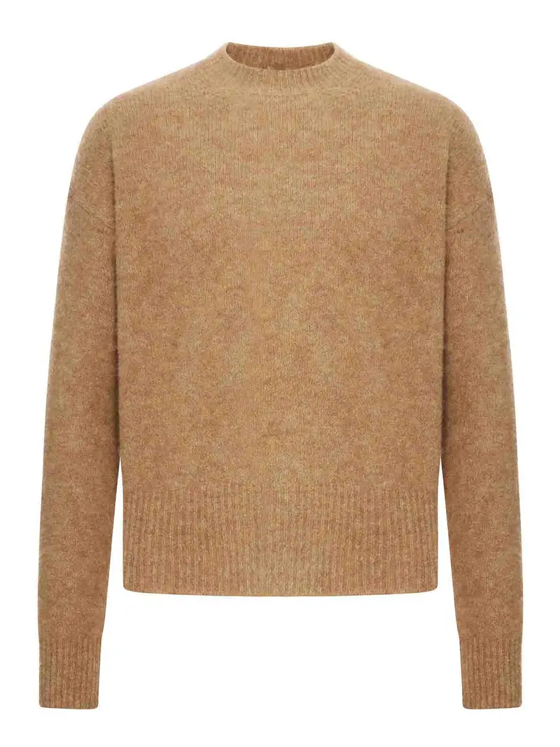 Maglione Girocollo In Lana Alpaca Marrone
