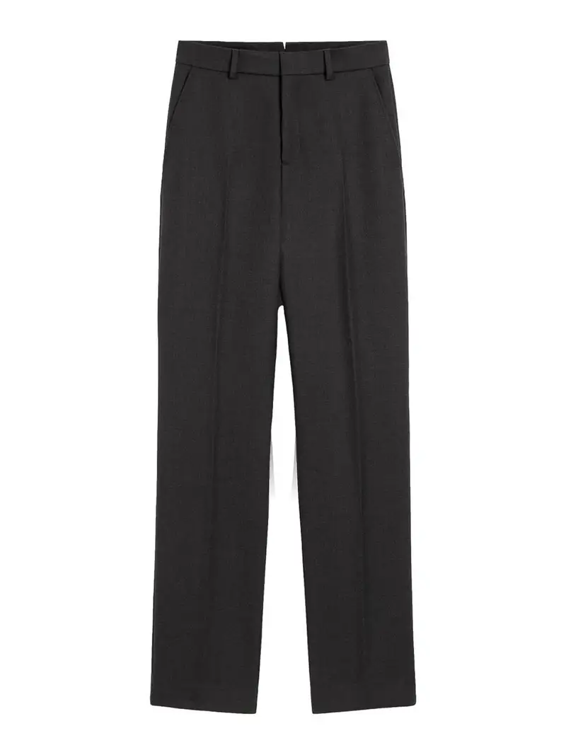 Pantaloni larghi in lana bianca Grigio