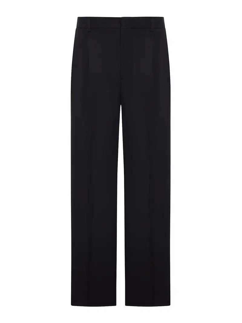 Pantaloni Sartoriali In Lana Con Pence Nero