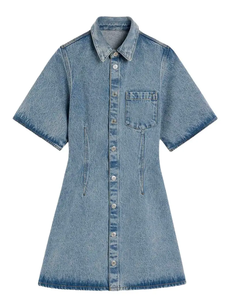 Shirtdress in denim Beige Chiaro