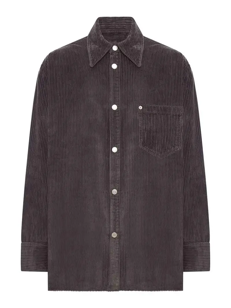 Sovracamicia in velluto a coste Grigio