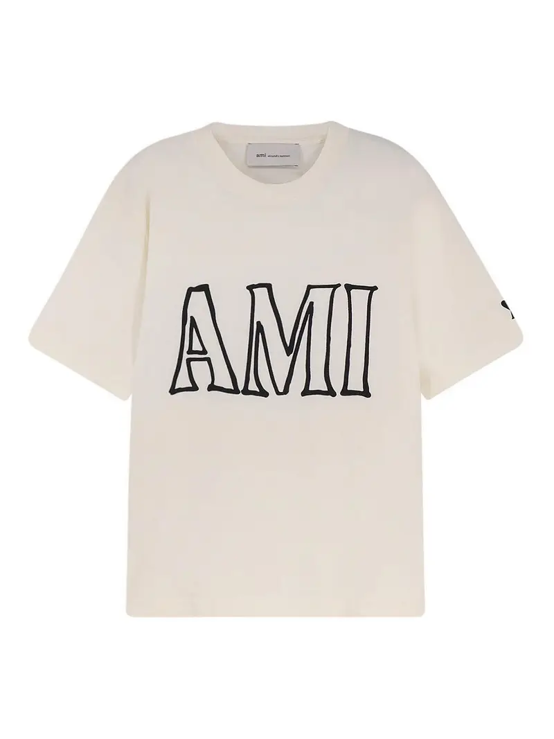 T-Shirt In Cotone Con Maxi Logo Frontale Bianco