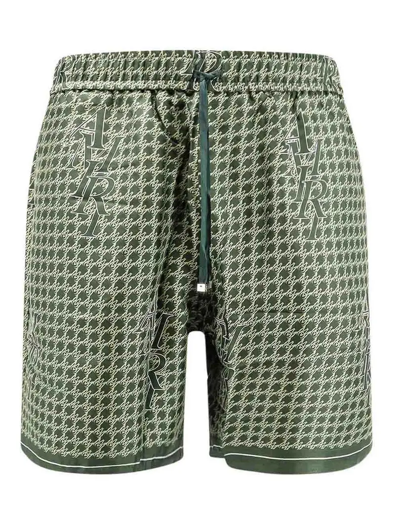 Bermuda in seta con stampa logo Verde