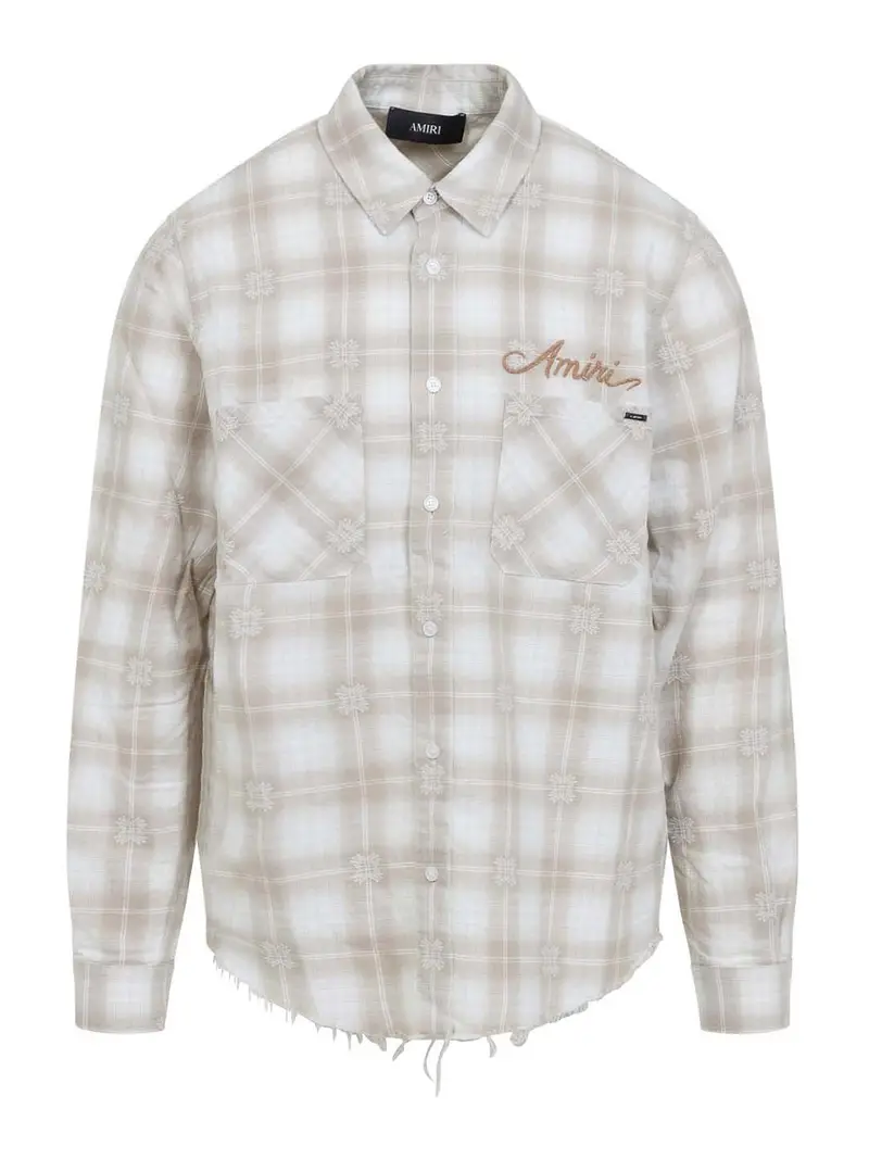 Camicia bandana flanella di bleach patch Cammello