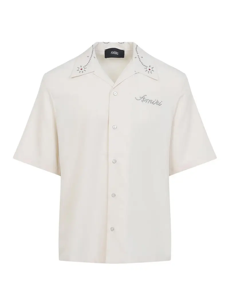 Camicia da campo borchiata Bianco