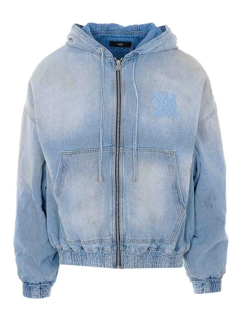 Felpa con cappuccio e zip Denim Ma Blu