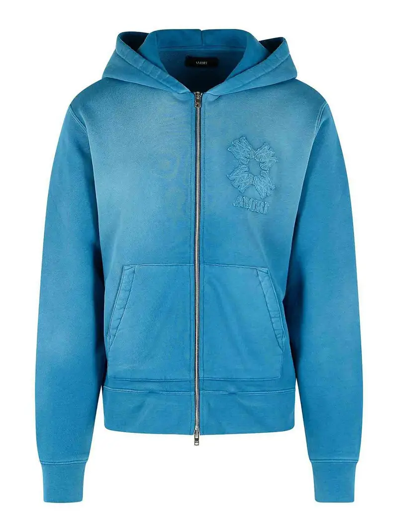 Felpa con cappuccio in cotone indaco scuro Blu