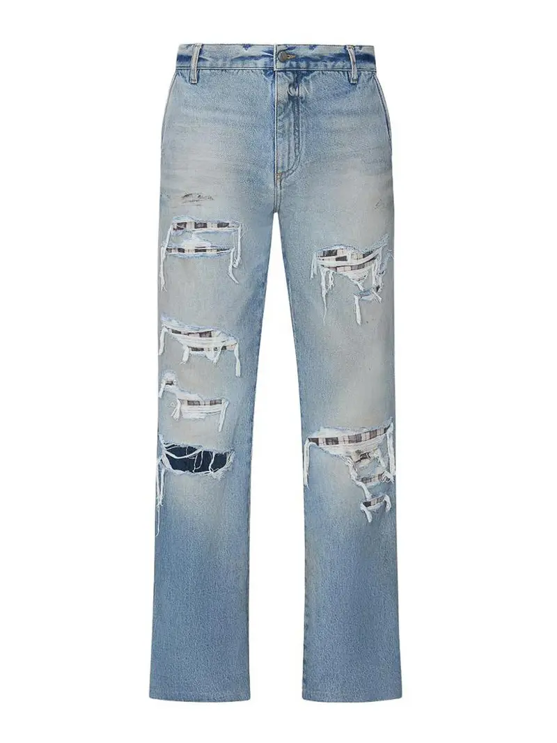 Jeans Con Frange Blu