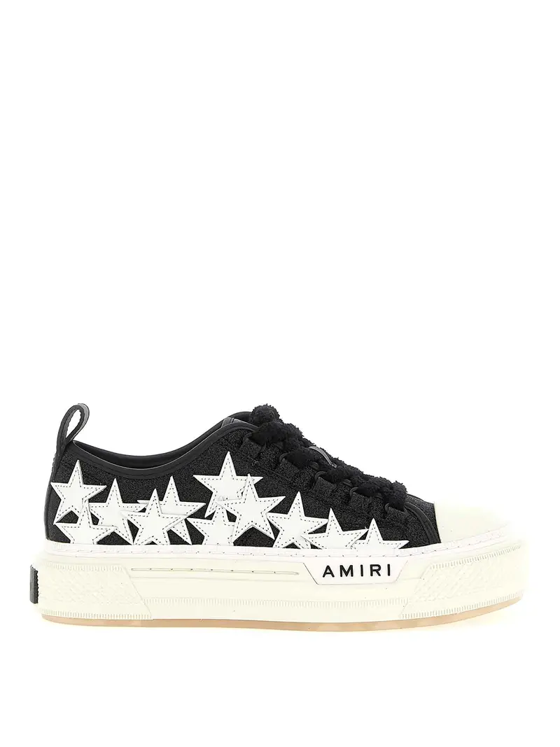 Sneakers basse Court con stelle glitterate Bianco