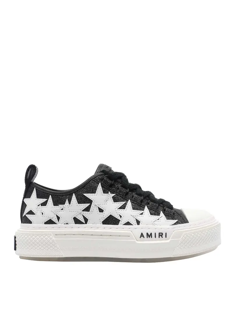 Sneakers Court con stelle glitterate Nero