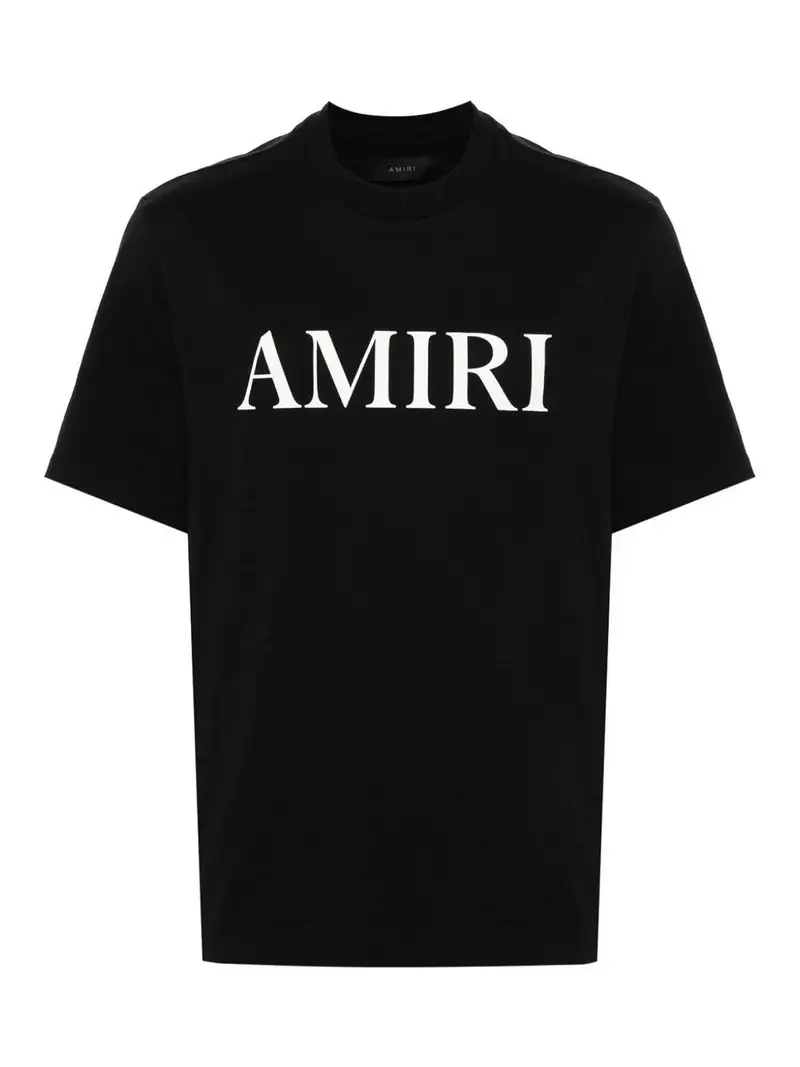T-shirt in cotone con stampa logo frontale Nero