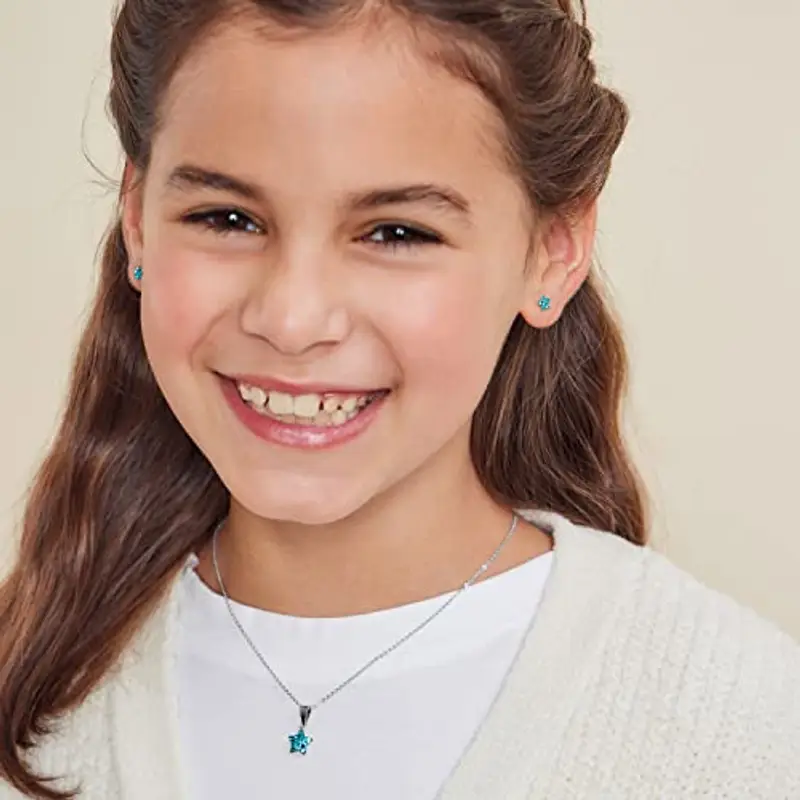 amor Collana con Ciondolo in Argento 925 Collana per bambina, con vetro di cristallo, 35+3 cm, Argento, stella, Viene fornita in confezione regalo per gioielli miniatura 3