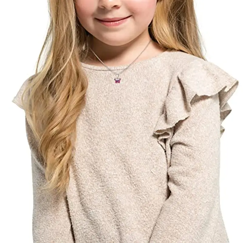 amor Collana con Ciondolo in Argento 925 Collana per bambini, con preciosa, 35+3 cm, Argento, farfalla, Fornita in confezione regalo per gioielli miniatura 3