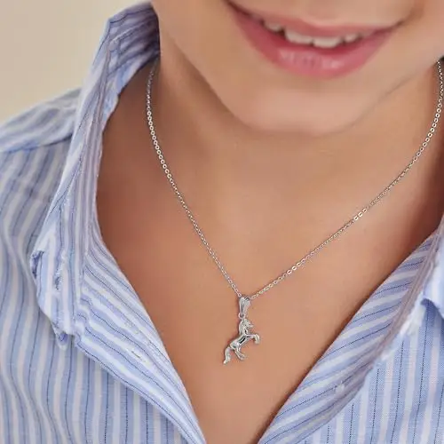 amor Collana con Ciondolo in Argento 925 per bambina, con zirconi sintetici, 35+3 cm, Argento, angelo/cuore, Fornita in miniatura 2