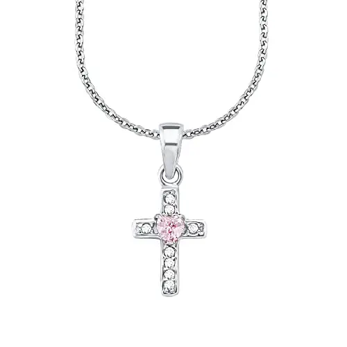 amor Collana con Ciondolo in Argento 925 per bambina, con zirconi sintetici, 35+3 cm, Argento, quadrifoglio, Fornita in