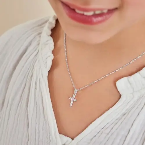 amor Collana con Ciondolo in Argento 925 per bambina, con zirconi sintetici, 35+3 cm, Argento, quadrifoglio, Fornita in miniatura 2