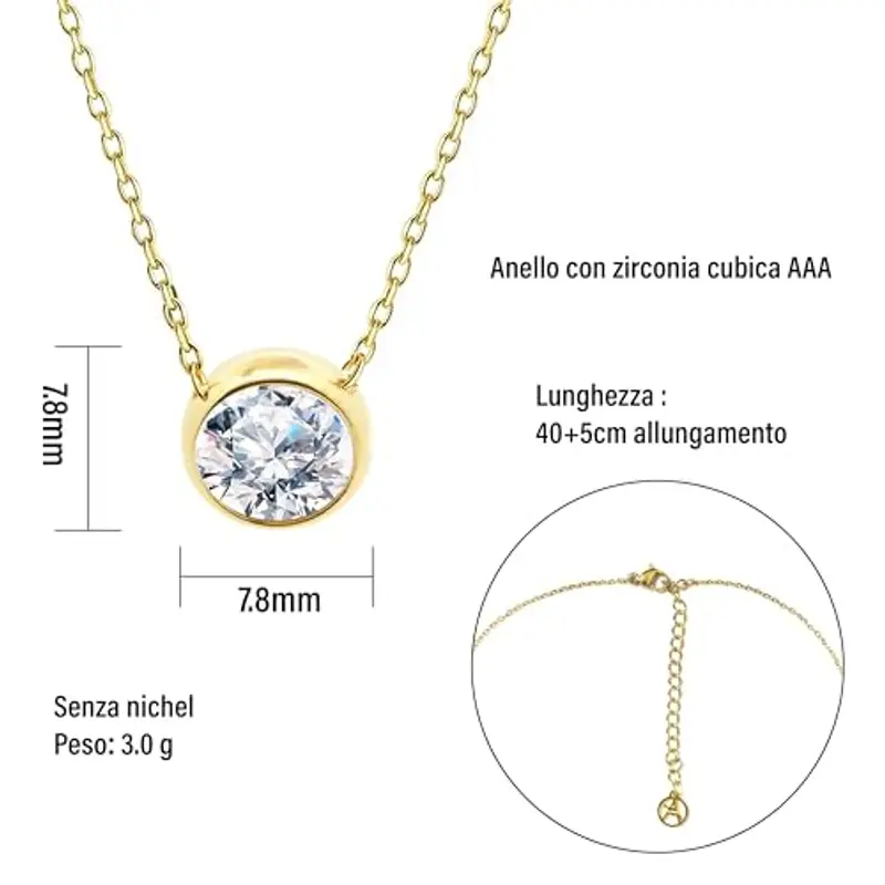 AMORINO Collana Donna Punto Luce In Acciaio Inossidabile miniatura 2